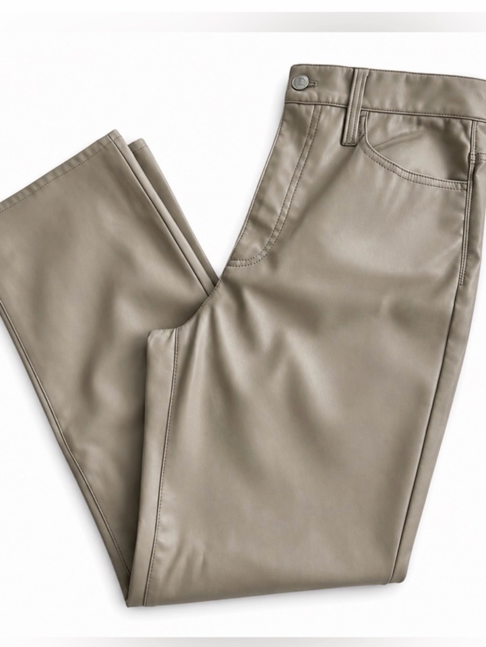 Madewell Faux Leather Perfect Vintage Straight Leg Jean Taupe, Beige Size 28